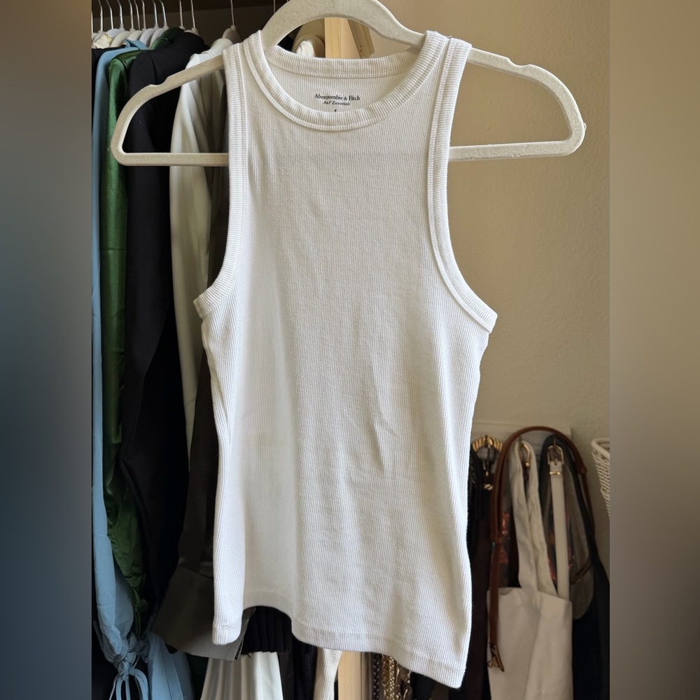 White Essential Tuckable High-Neck Rib Tank